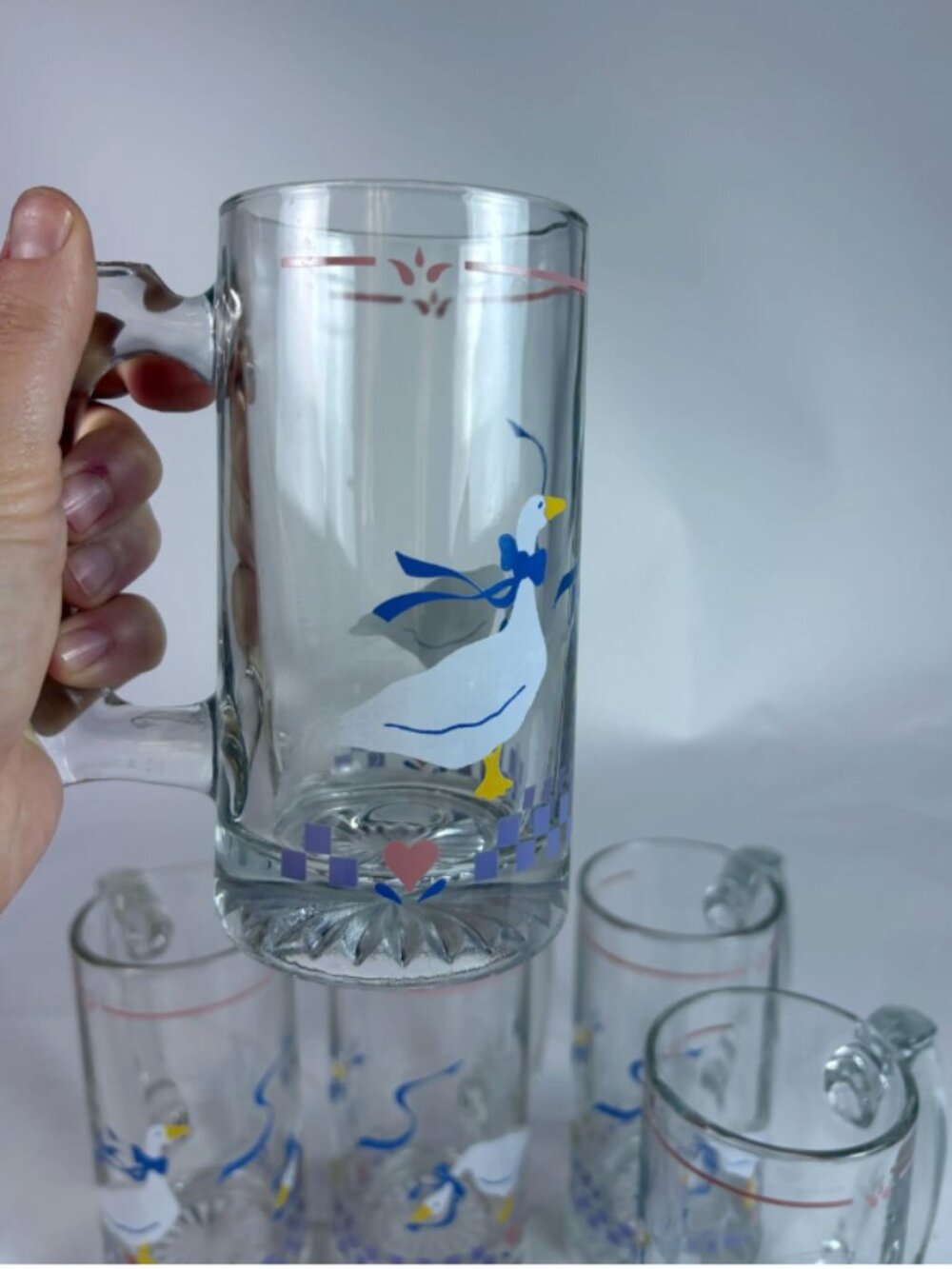 Vintage Libbey Country Goose Glass Beer Mugs Set of 6 | Farmhouse Cottagecore